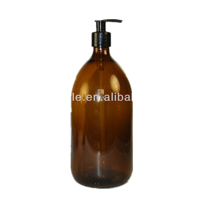 1 Liter amber syrup bottles with pump top / liquid Soap bottles