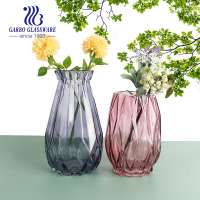 Popular Large Size Violet Blue Color Glass Vase for Tabletop Decoration in Home or Restaurant