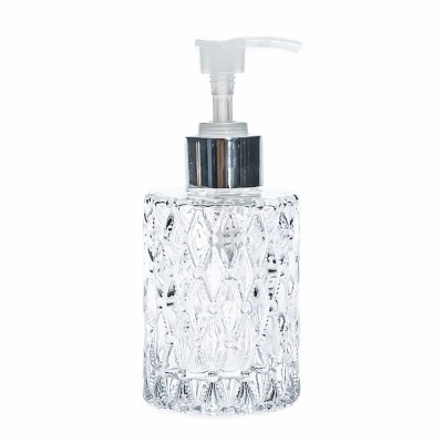 cylinder round engraving crystal glass diffuser bottle 150 ml hand sanitizer glass bottle with pump