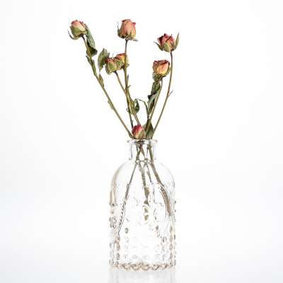 Custom Creative Engraving  Glass Vase Clear Colorful Flower Vases For Fome Decoration