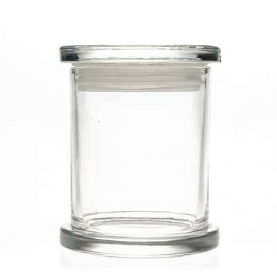 Cylinder round empty 70ml 200ml clear glass candle jar with lid glass Wholesale