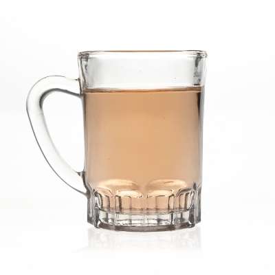 round single wall beer mugs glass tea cup with handle