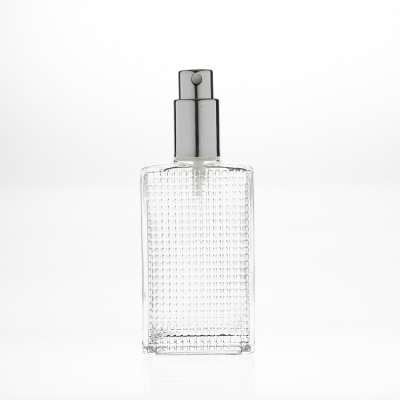 Custom Design Square Shaped Crystal Glass Spray Bottles  50ml Refillable Perfume Oil Bottle Wholesale