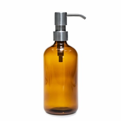 Amber brown shampoo glass bottles 500 ml empty hand sanitizer glass pump bottle boston bottle