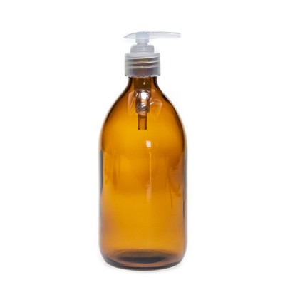 personal clean glass boston bottle 500 ml shampoo packaging hand sanitizer glass bottle with spray pump