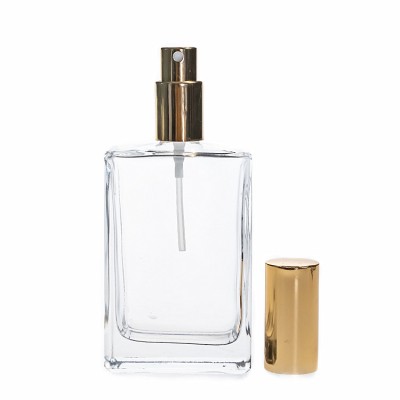 flat square empty glass perfume bottle 100 ml travel size glass spray bottle with atomizer